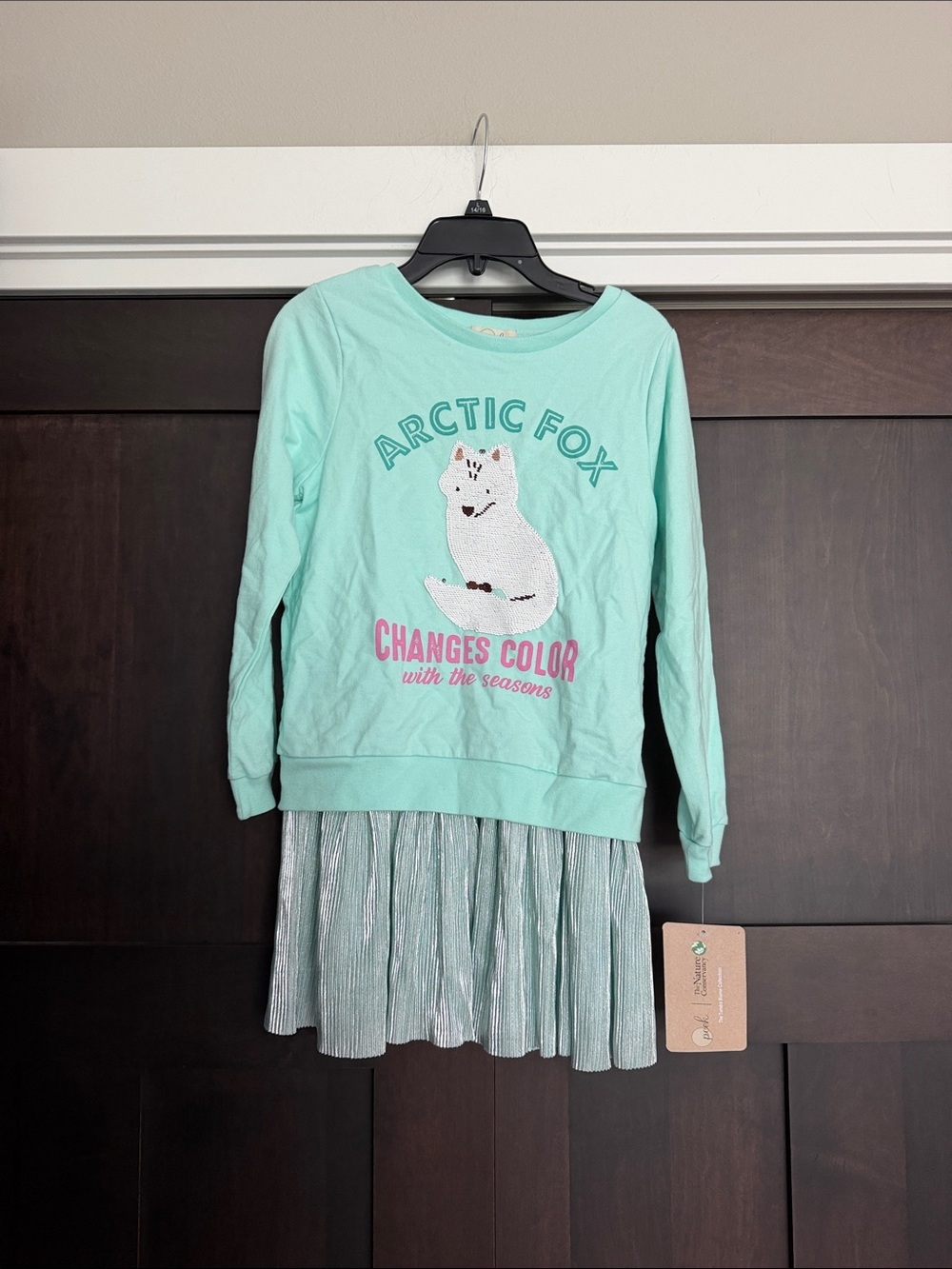 Peek Mint Arctic Fox Color-Change Sweatshirt Dress